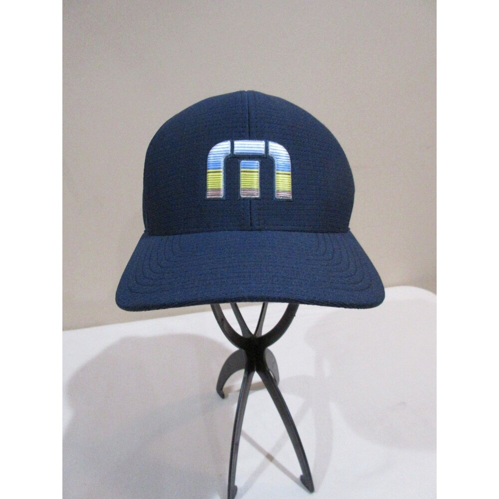 Travis Mathew Navy Blue Logo 110 Flex Fit Golf Hat Snapback Fiesta Under Brim
